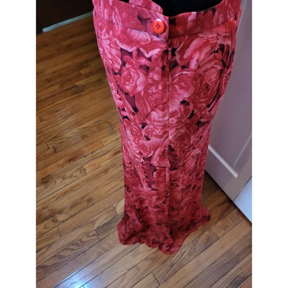Vintage Y2K Silk Red Floral Maxi Skirt Episode 10 Festive Whimsygoth Fairy Glam - Picture 8 of 8